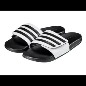 New adidas Adilette Comfort Adjustable Unisex Slide Sandal White/Black GZ8950